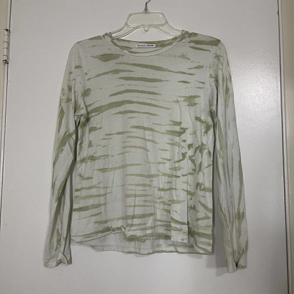 Reformation Jeans Green zebra stripe long sleeve lightweight cotton shirt Small